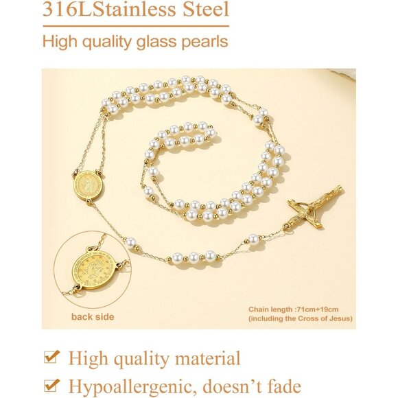 Personalized Rosary with Picture Custom Rosary Beads Catholic Necklace for Women - Picture 5 of 9